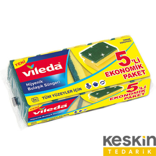 Vileda Yeşil Oluklu Sünger 5 li Paket